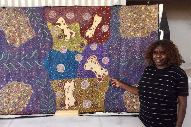Artist with mega fauna bones